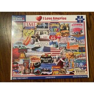 2021 WHITE MOUNTAIN 1000 PIECE JIGSAW I LOVE AMERICA New Sealed USA